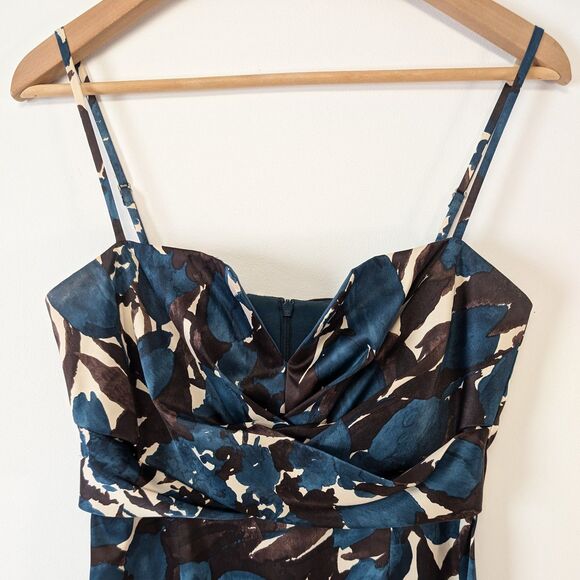 Donna Ricco Tulip Floral Pattern Sweetheart V-Neck Sheath Midi Dress - Picture 2 of 7